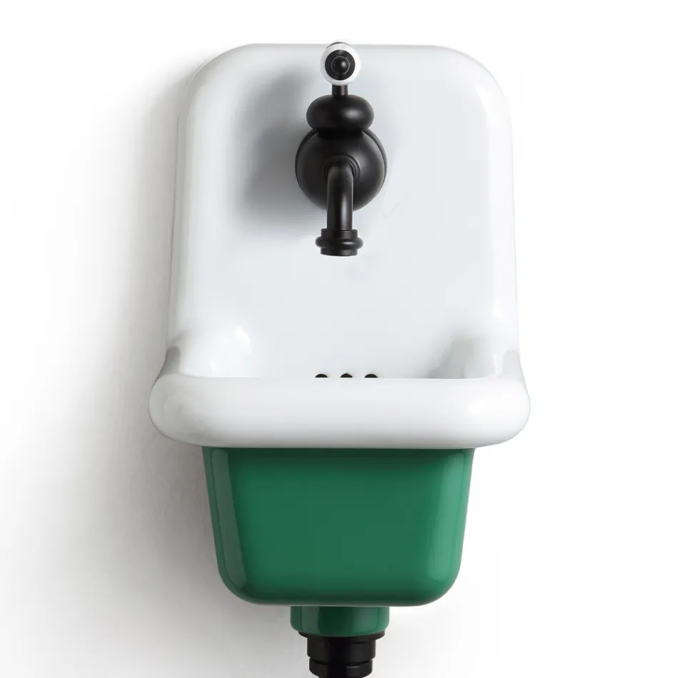 Freistehendes Badezimmerwaschbecken aus weißer und farbiger Keramik 26 cm - Jordan Viadurini