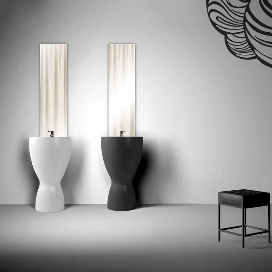 Modernes freistehendes Keramikwaschbecken made in Italy, Basile Viadurini