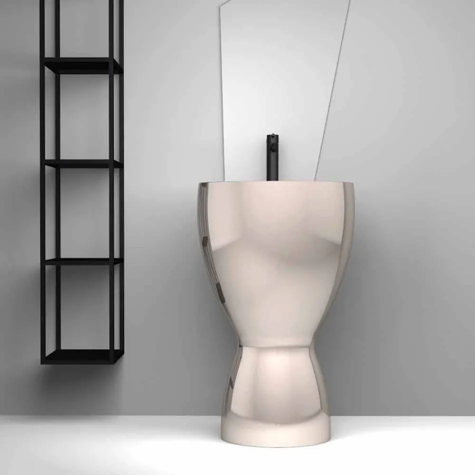 Modernes freistehendes Keramikwaschbecken made in Italy, Basile Viadurini