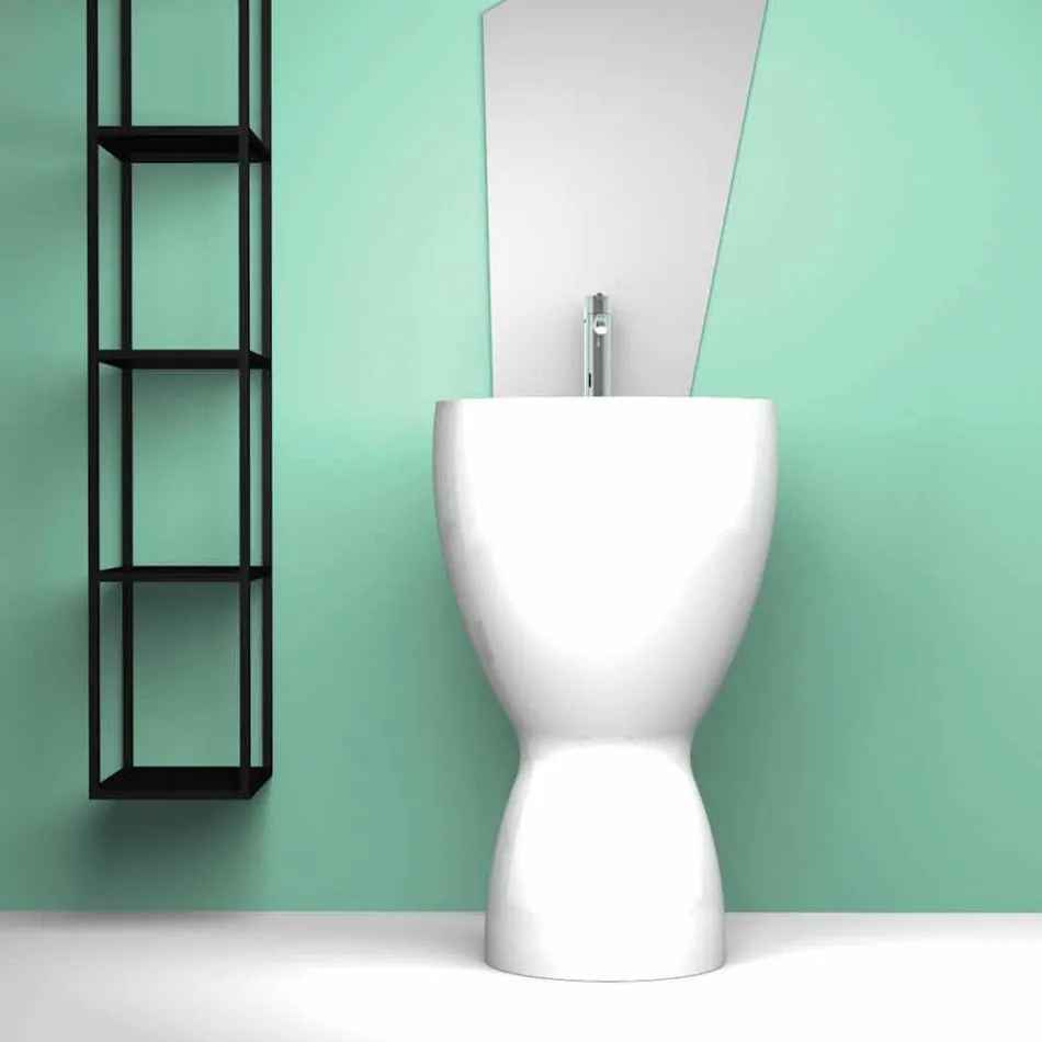 Modernes freistehendes Keramikwaschbecken made in Italy, Basile Viadurini