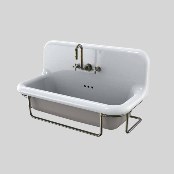 Rechteckiges keramikwaschbecken vintage mit aufgehängtem felipe-metallboden