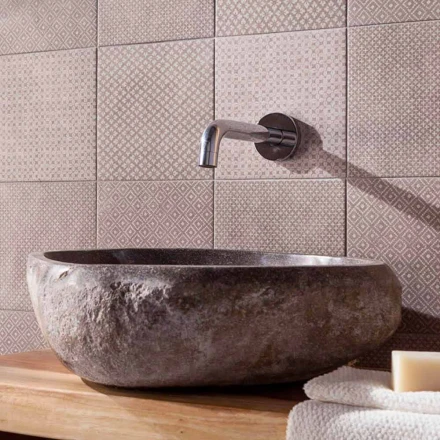 Handgefertigtes Arbeitsplattenwaschbecken in Pietra di Fiume - Aurea Viadurini