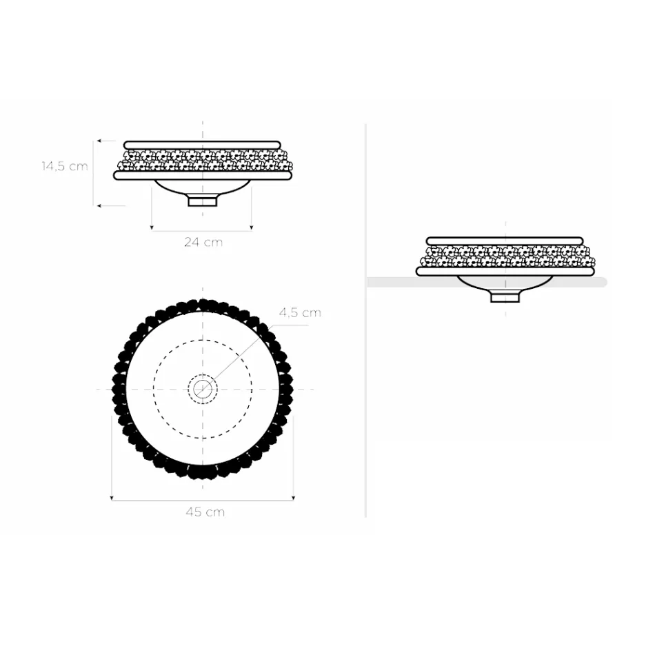 Porzellanwaschbecken mit handapplizierten Blütenblättern, hergestellt in Italien – Amarone Viadurini