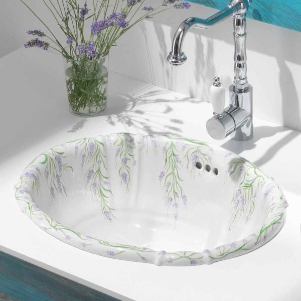 Klassisches porzellan einbauwaschbecken handgemacht in italien, santiago