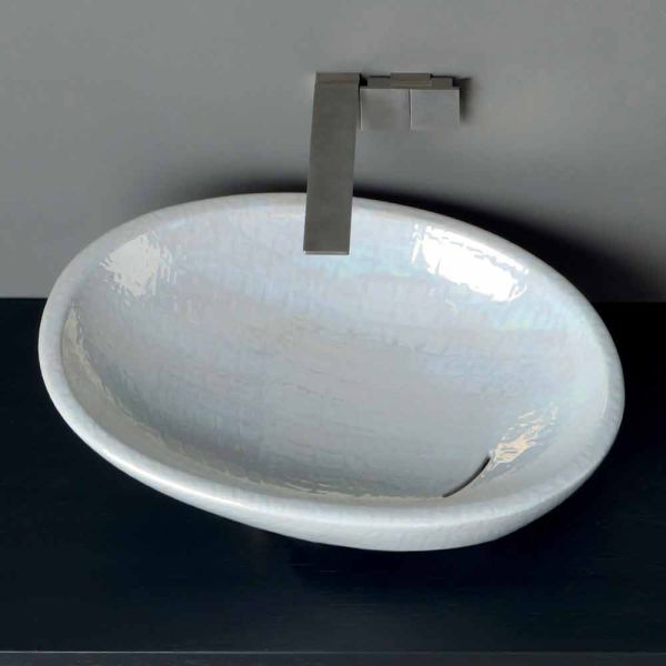 Aufsatzbecken aus perlmutt in modernem design made in italy glossy