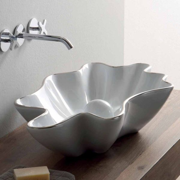 Modernes aufsatzwaschbecken aus weißer keramik made in italy rayan