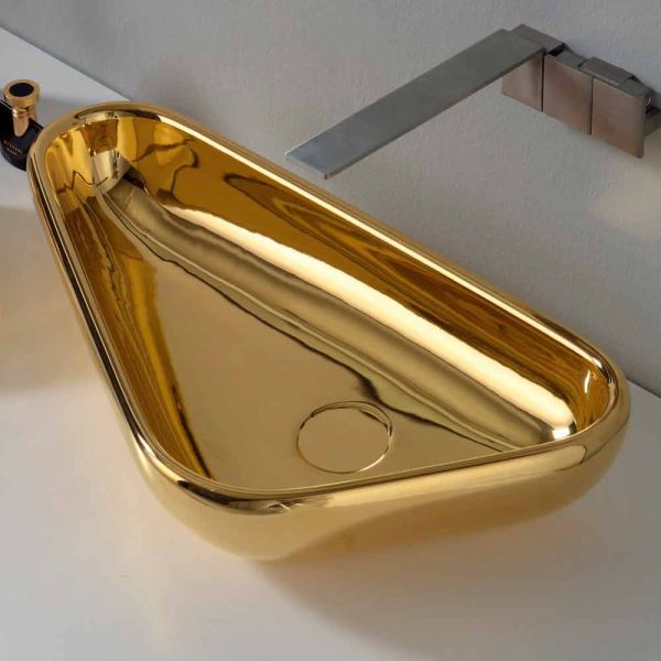Modernes aufsatzwaschbecken aus goldener keramik, hergestellt in italy sofia