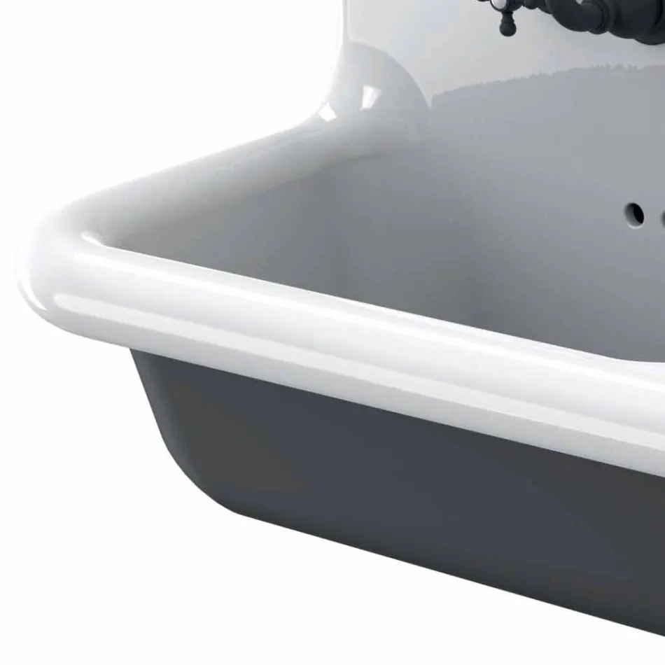 Moderne Waschbecken Wand Doppelschale in Keramik-Design Jack Viadurini