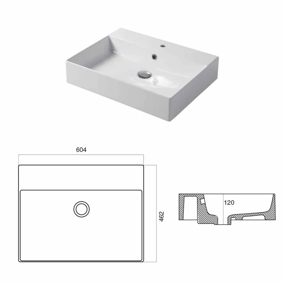 Einloch-Becken zur Unterstützung oder Wandmontage in Coliviata Colivi Ceramic Viadurini