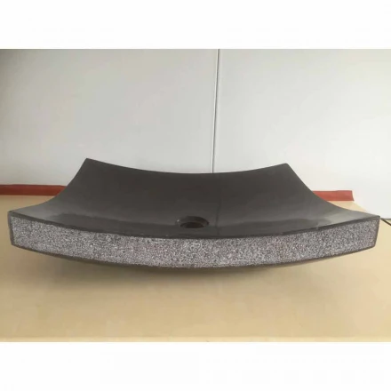 Schwarzes Badezimmer Waschbecken aus Naturstein Liebe, Einzelstück Viadurini