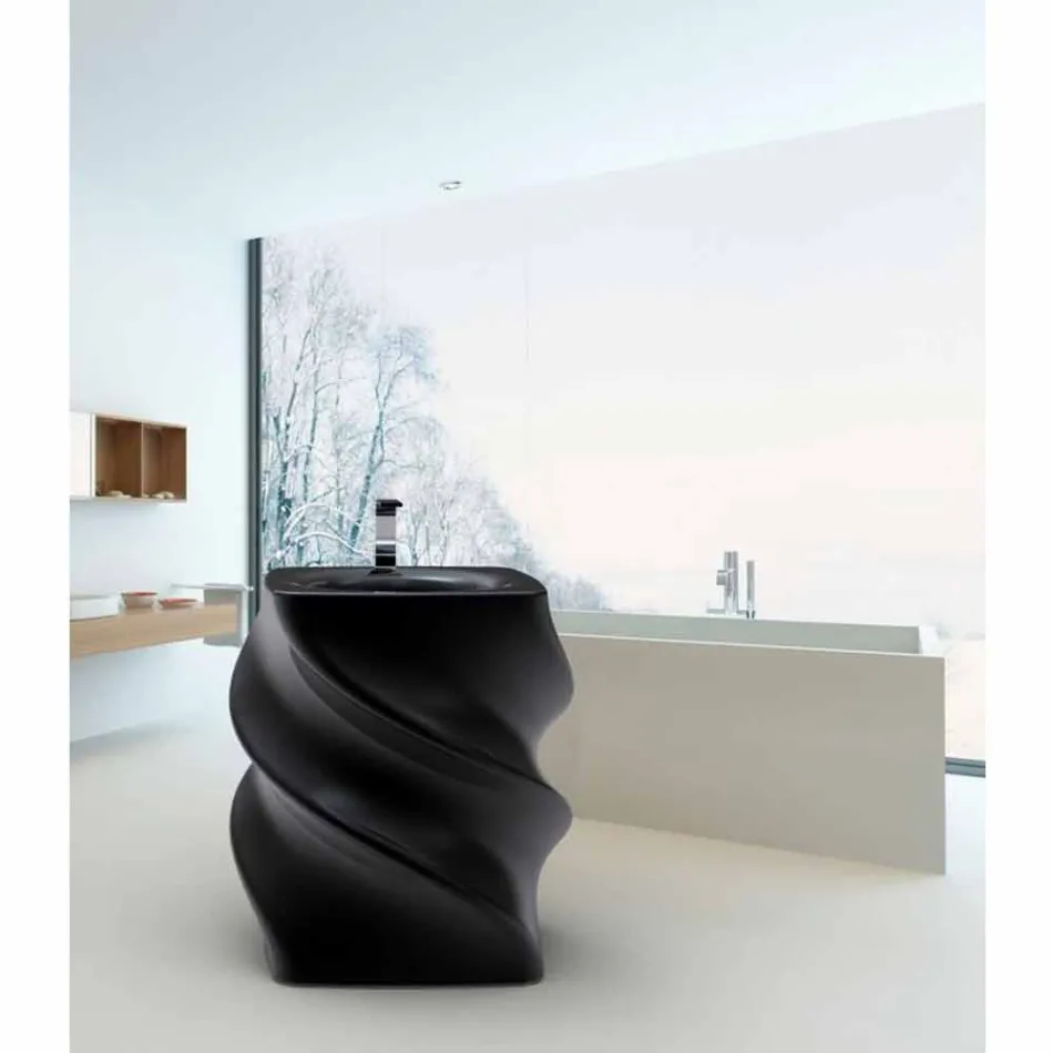 Schwarz freistehende Wanne Twist modernes Design made in Italy Viadurini