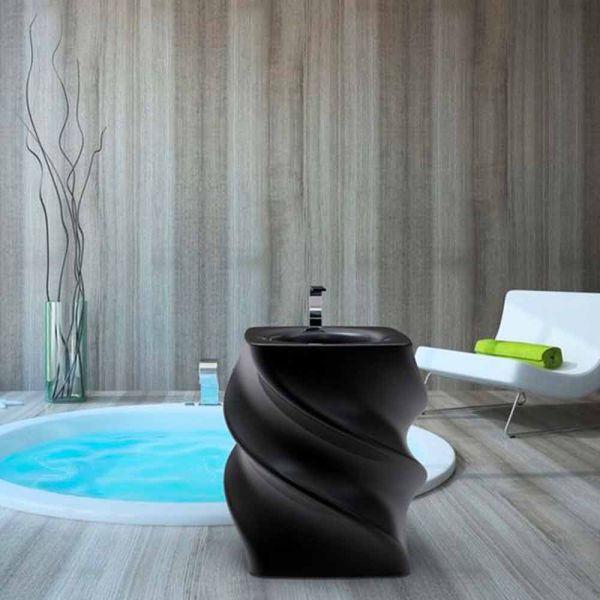 Freistehendes design waschbecken schwarz twist made in italy