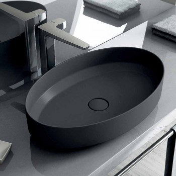 Ovales Aufsatzspülbecken aus Keramik, hergestellt in Italien, Yoel