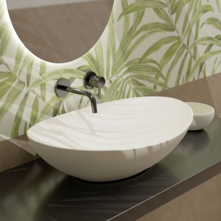 Ovales Aufsatzwaschbecken aus Keramik, L 60 cm, hergestellt in Italien – Jumper Viadurini
