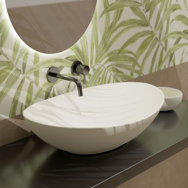 Ovales aufsatzwaschbecken aus keramik l 60 cm made in italy - jumper