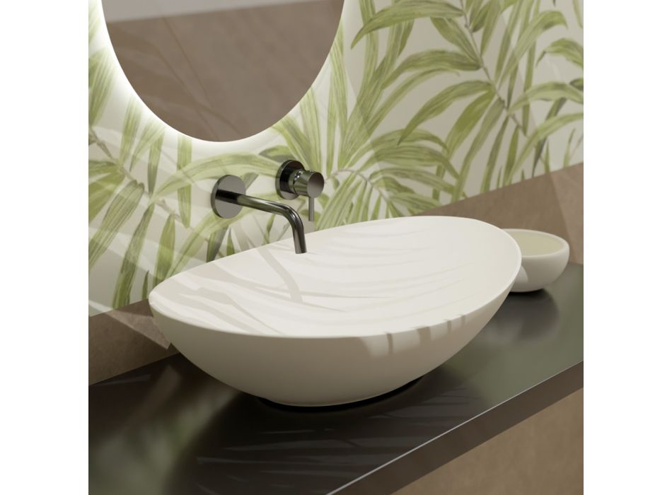 Ovales Aufsatzwaschbecken aus Keramik, L 60 cm, hergestellt in Italien – Jumper Viadurini