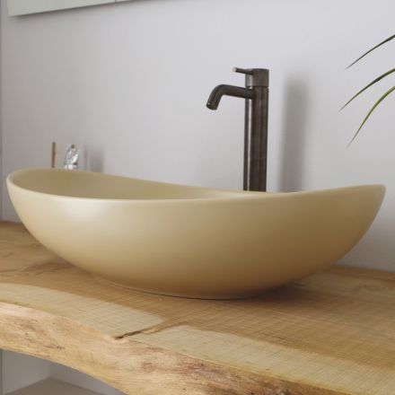Ovales Aufsatzwaschbecken aus glänzender Keramik Made in Italy - Jumper Viadurini