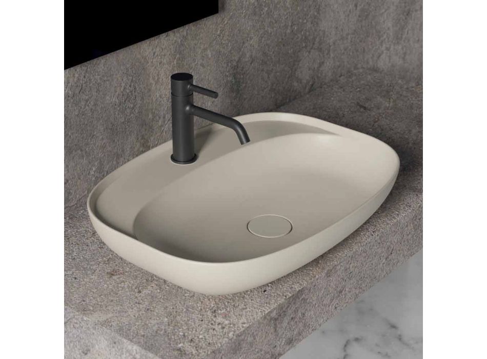 Ovale Arbeitsplatte Waschbecken für Badezimmer Design in Keramik Made in Italy - Omarance Viadurini