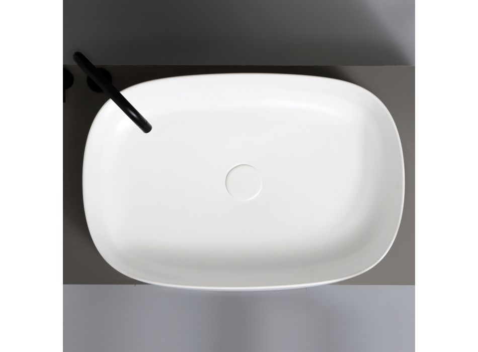 Modernes und ovales Aufsatzwaschbecken L 60 cm aus Keramik - Cordino Viadurini