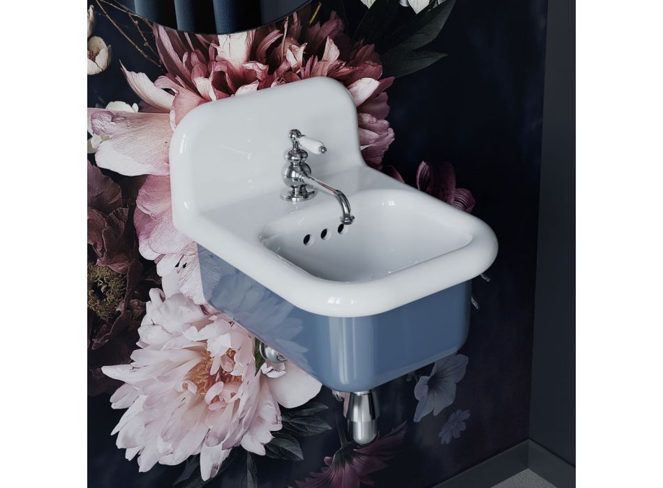 Rechteckiges hängendes Badezimmerwaschbecken aus Keramik – Elodie Viadurini