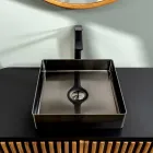 Quadratisches Aufsatzwaschbecken aus Edelstahl in verschiedenen Ausführungen – Calendula Viadurini