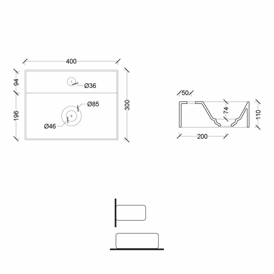 Quadratisches oder rechteckiges Keramikwaschbecken im modernen Design Made in Italy - Act Viadurini