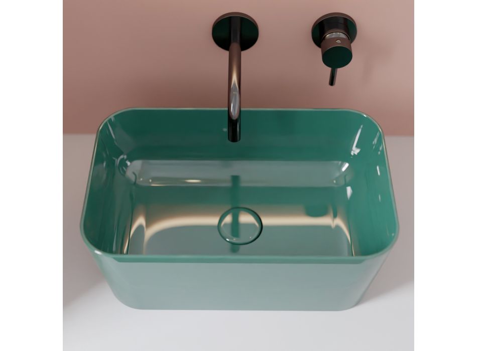 Waschbecken aus Keramik, erhältlich in verschiedenen Farben, hergestellt in Italien – Korb Viadurini