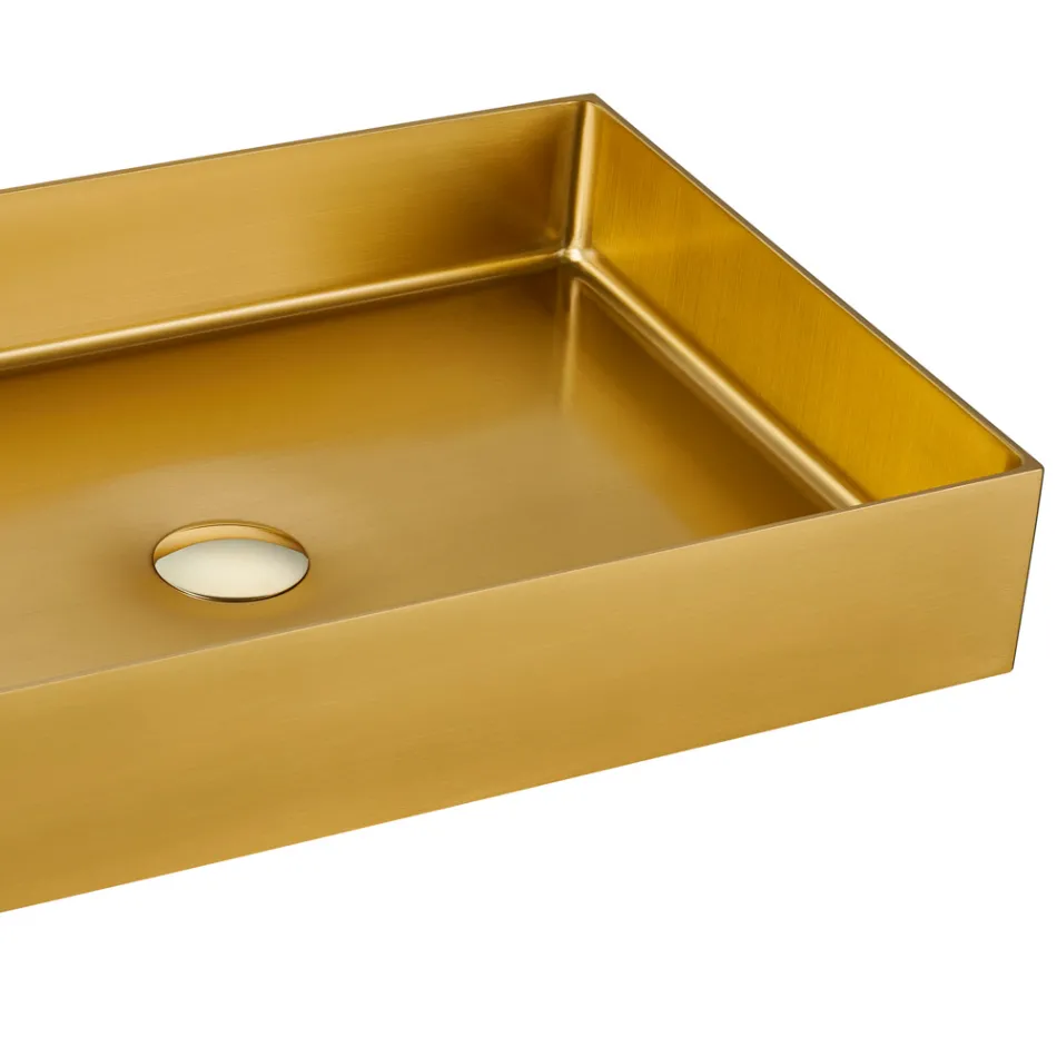 Rechteckiges Aufsatzwaschbecken aus Edelstahl in verschiedenen Ausführungen – Camellia Viadurini