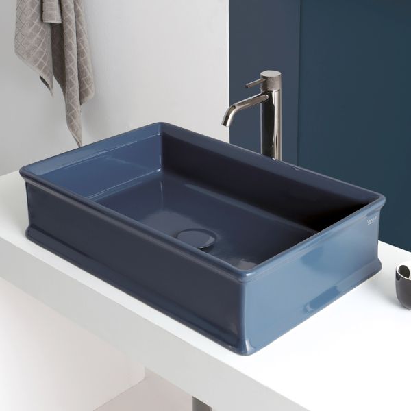 Rechteckiges aufsatzwaschbecken aus keramik l 62 cm made in italy - debora