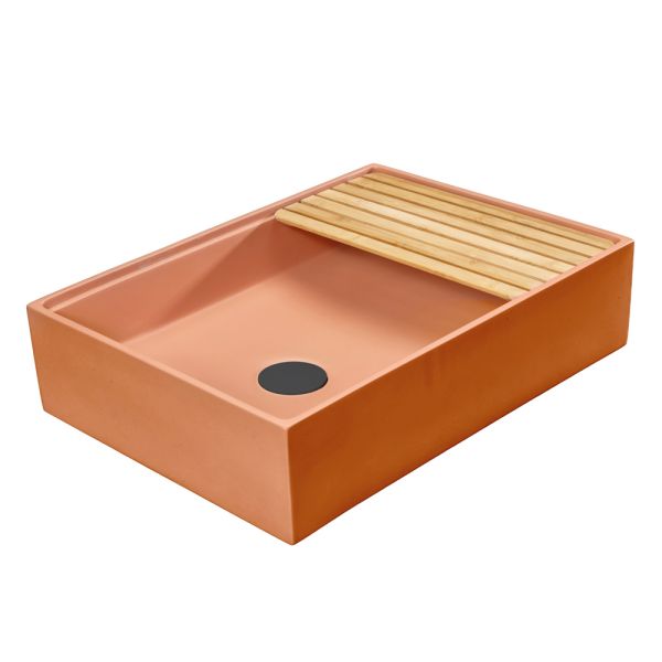 Rechteckiges aufsatzwaschbecken aus mali-orange-terrazzo – azalee