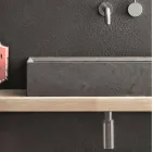 Rechteckiges und modernes Arbeitsplattenwaschbecken aus Designstein - Farartlav3 Viadurini