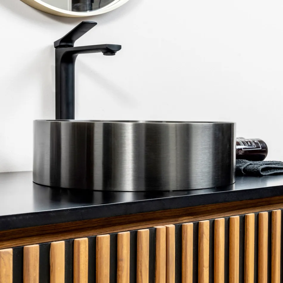 Rundes Aufsatzwaschbecken aus Edelstahl in verschiedenen Ausführungen – Fiordaliso Viadurini