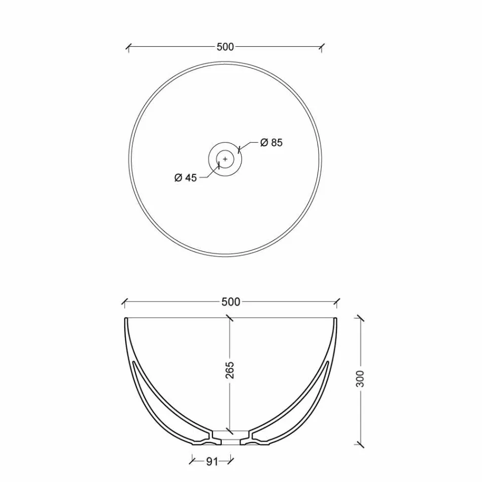 Rundwaschbecken in weißer oder farbiger Star Round50 Keramik Viadurini