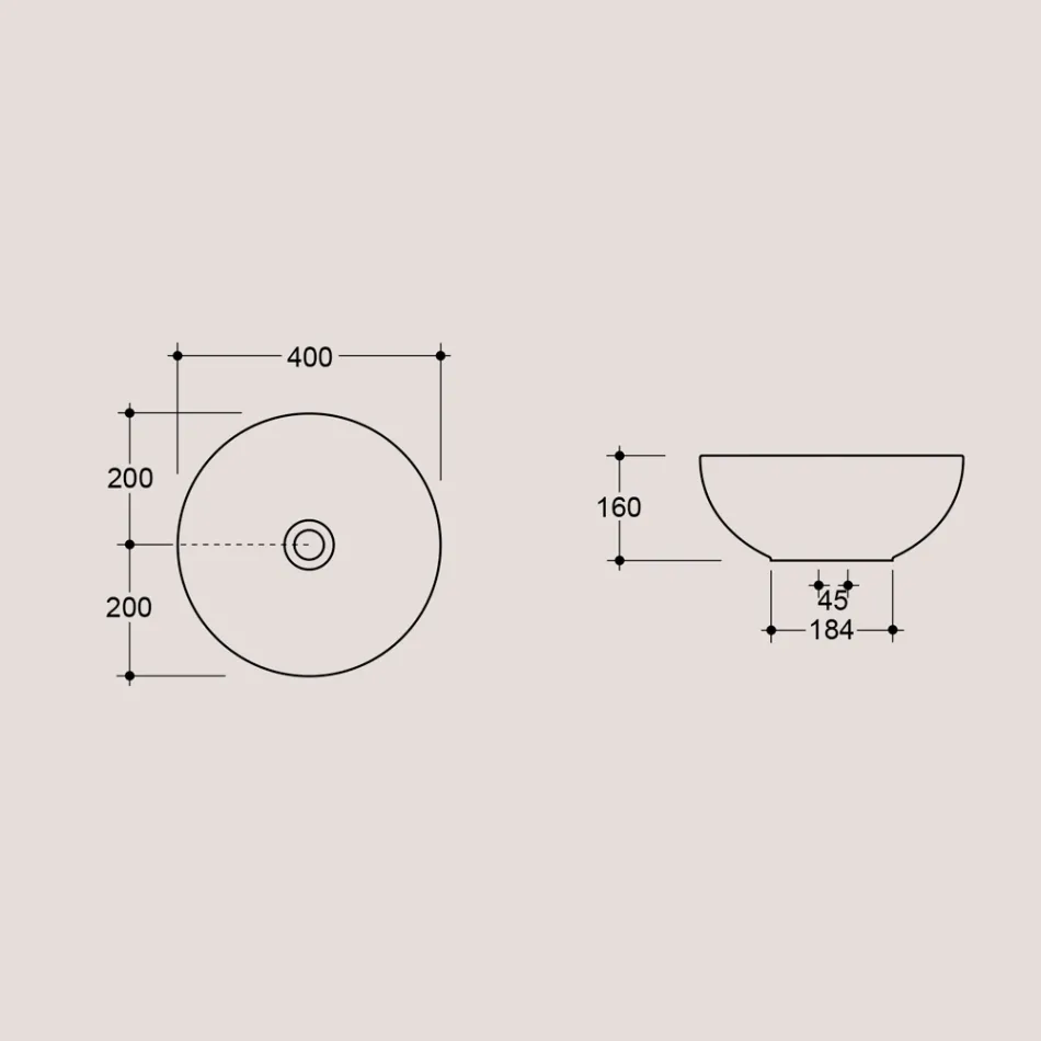 Rundes Aufsatzwaschbecken aus farbiger Keramik, L 40 cm – Chicco Viadurini
