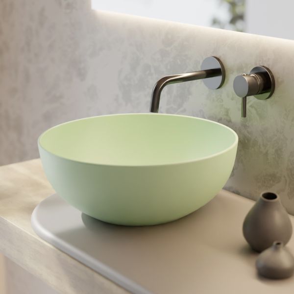Rundes aufsatzwaschbecken aus farbiger keramik, l 40 cm – chicco