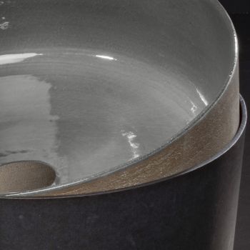 Rundes Waschbecken aus grauem Ton Made in Italy - Tatiana