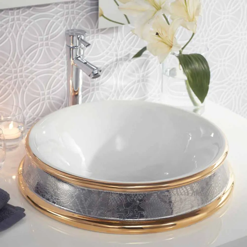 Design-Halbeinbauwaschbecken aus Schamott, handgefertigt in Italien, Manilo Viadurini