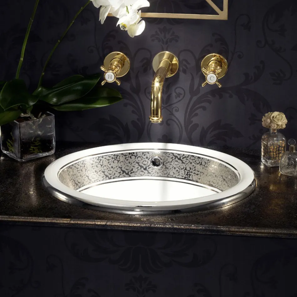 Halbeinbauwaschbecken aus Fire Clay mit Band in verschiedenen Ausführungen – Botticino Viadurini