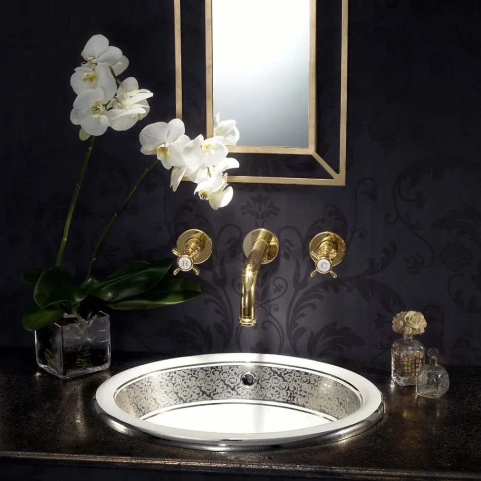 Halbeinbauwaschbecken aus Fire Clay mit Band in verschiedenen Ausführungen – Botticino Viadurini