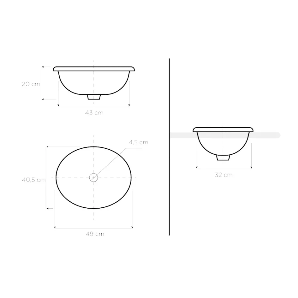 Halbeinbauwaschbecken aus Fire Clay mit Band in verschiedenen Ausführungen – Botticino Viadurini