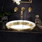 Halbeinbauwaschbecken aus Fire Clay mit Band in verschiedenen Ausführungen – Botticino Viadurini