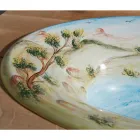 Halbeinbauwaschbecken aus Schamott mit Landschaft von Deruta, hergestellt in Italien – Principe Viadurini