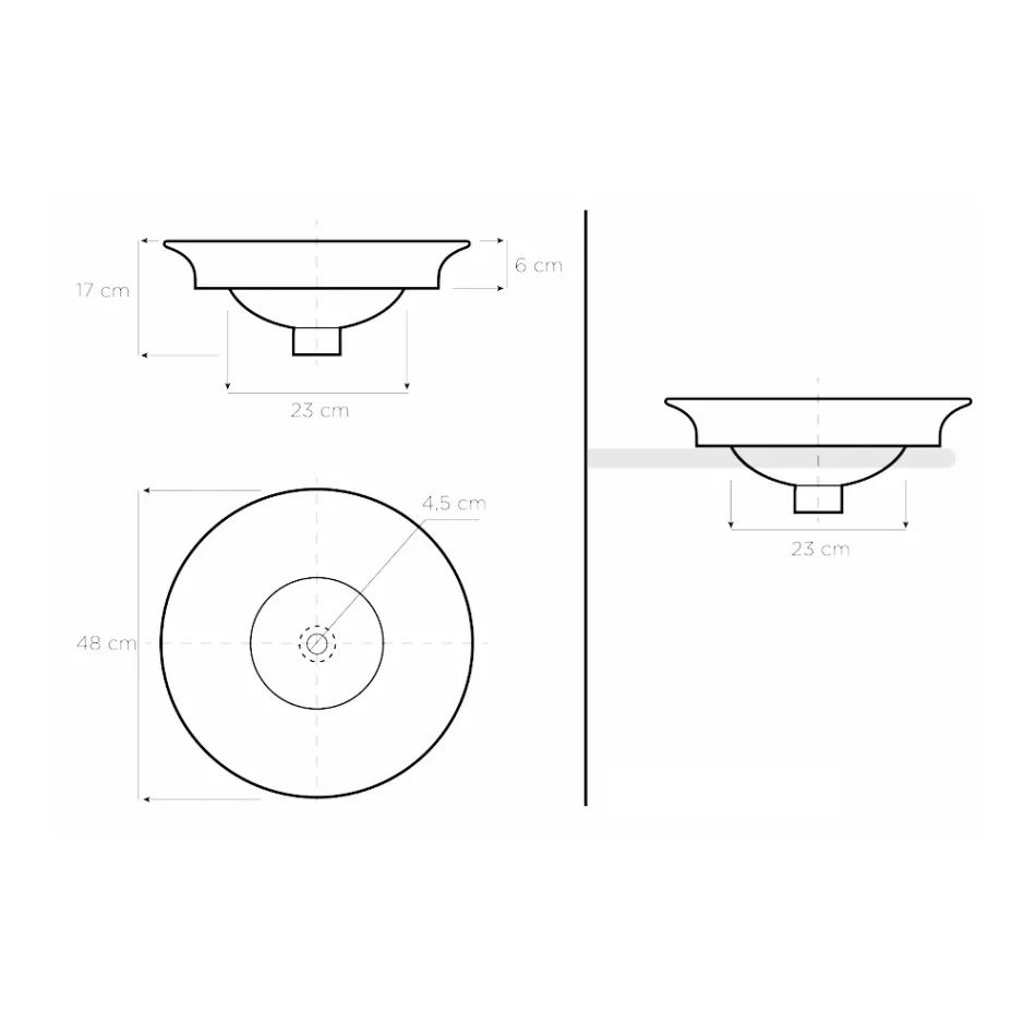 Halbeinbauwaschbecken aus Schamottstein in verschiedenen Ausführungen, hergestellt in Italien – Capatosta Viadurini