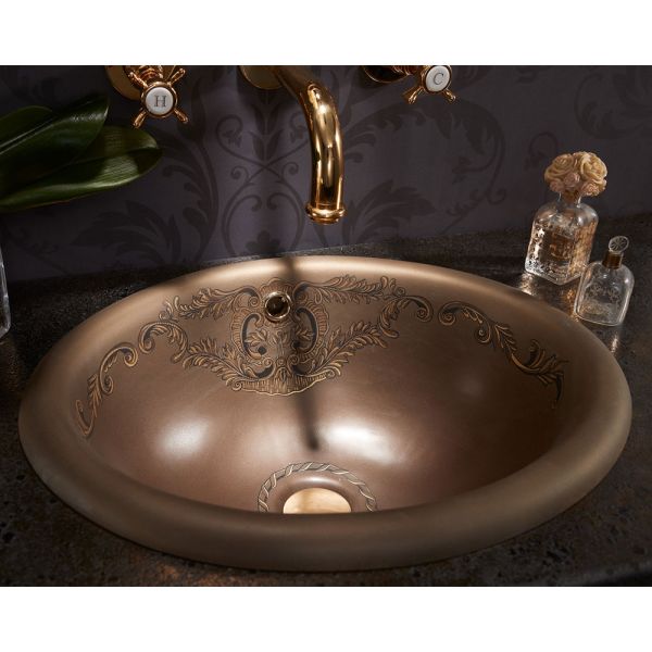 Halbeinbauwaschbecken aus araldica brown fire clay, hergestellt in italien – botticino