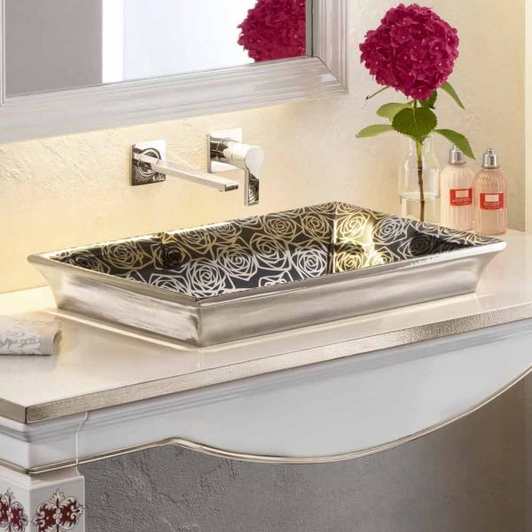 Modernes halbeinbauwaschbecken aus fire clay deko handgemacht in italien, guido
