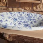 Halbeinbauwaschbecken aus handbemaltem Schamott, hergestellt in Italien – Principe Viadurini