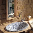 Halbeinbauwaschbecken aus handbemaltem Schamott, hergestellt in Italien – Principe Viadurini