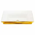 Modernes halbversenktes Waschbecken aus Schamott und Gold, hergestellt in Italien, Guido Viadurini