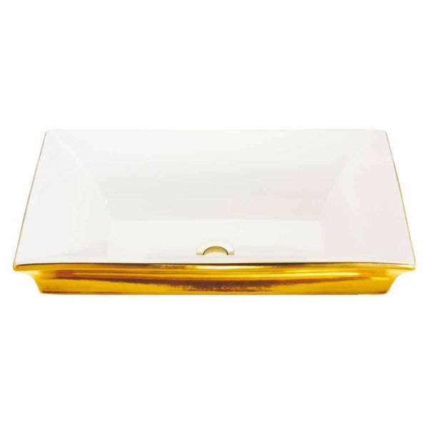 Modernes halbeinbauwaschbecken aus fire clay und gold 24 karat, guido
