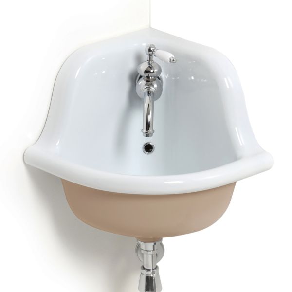 Eckiges wandwaschbecken aus weißer und farbiger keramik 42 cm - angelino
